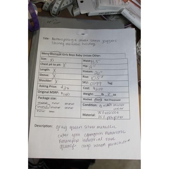 Anthropologie Sheer Satin Joggers Shiny Metallic Holiday XS - Picture 11 of 11